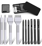 Leather Stitching Punch Leather Hole Punch Tool Set, 4mm 1/2/4/6 Prong Punch Leather Chisel, Roun...