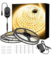 Onforu 49.2ft Warm White LED Strip Lights, 3000K Warm White Dimmable Strip Lighting, 2835 LEDs Ta...
