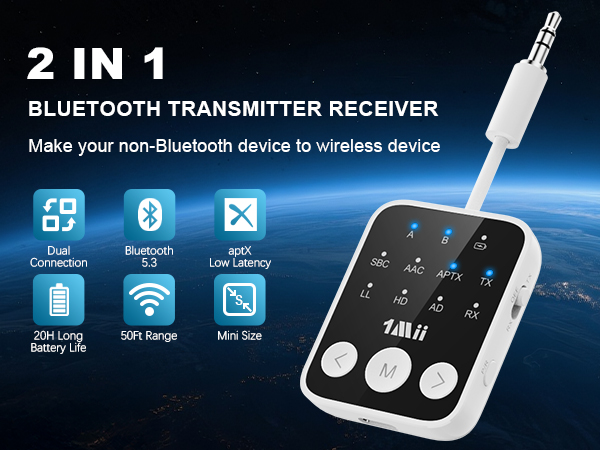 1mii bluetooth 5.3 transmitter receiver
