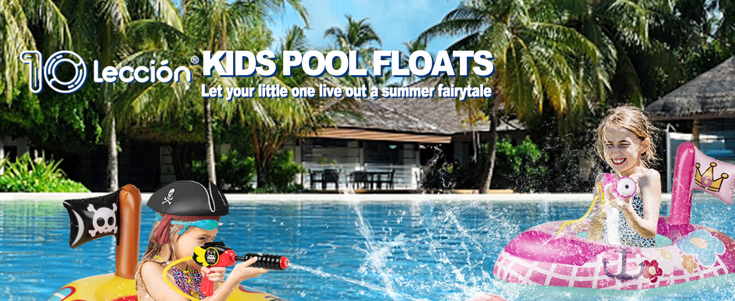 pool floats kids pool toys for toddlers 3-5 4-8 swimming floaties water gun inflatables pirate ship