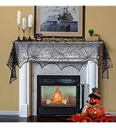 Lulu Home Halloween Fireplace Decorations, Fireplace Mantle Scarf Cover, Black Lace Spider Web fo...