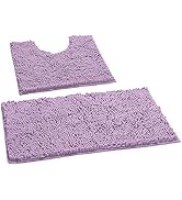 Lavender Bathroom Rugs Sets 2 Piece, Luxury Chenille Bath Mat Set, Soft Lush Anti-Slip Bath Rug +...