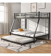 Giantex Twin Over Full Bunk Bed with Trundle, Heavy-Duty Metal Triple Bunk Beds w/Two Side Ladder...