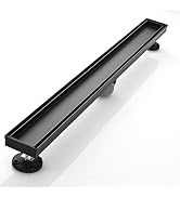 AVSIILE Linear Shower Floor Drain, Black 30 Inch 304 Stainless Steel Bathroom Drains Kit, Rectang...