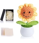 ZHIYUXI Crochet Flowers Artifical Crocheted Sunflowers Desk Decor Gifts for Women Handmade Sunflo...