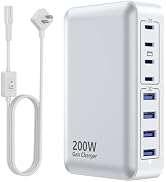 USB C Charger 200W Charger Block, 8-Ports Gan Fast Charging Station Hub, PD 65W Laptop Charging A...