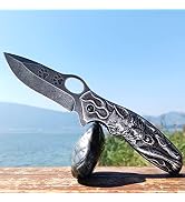 Pocket Knife for Men, Folding Knife With Clip & 3D Embossed WOLF Relief, Edc Knife For Men Outdoo...