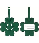 FENICE Vegan PU Leather Smiley Face Name Tag with Belt Buckle Strap Closure for Suitcase Luggage ...