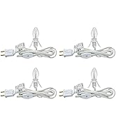 4 Sets Accessory Cord with One Light Bulb, 6 Feet UL Listed White Cord Christmas Village Lights w...