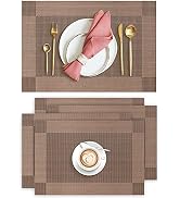 Aofmee Placemats, Placemats Set of 4, Heat Resistant Place Mats, Washable PVC Table Mats, Woven V...
