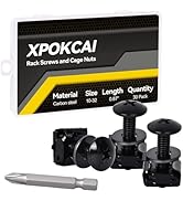Xpokcai 30-Pack 10/32 Set Rack Screws with Nylon Washers and Cage Nuts for Server Racks?Routers E...
