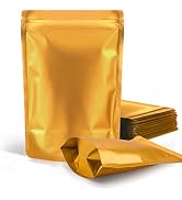 100 Pack Resealable Stand Up Bags,Smell Proof Pouch Sealable Foil Pouch Bags for Packaging (Gold,...