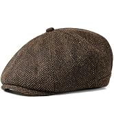 VOBOOM Men Wool Blend 8 Panel Newsboy Cap Herringbone Cabbie Flat Tweed Hat