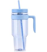 Cafezi 50 oz Tritan Clear Plastic Tumbler with Handle, Wide Mouth | Single-Walled, Reusable Leak-...