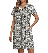 Ekouaer Women Zipper Robes Knit Short Bathrobe Lightweight House Coat with Pockets Soft Nightgown