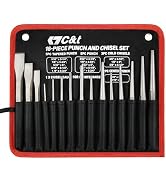 C&T 16-Piece Punch and Chisel Set With Storage Pouch, Including Taper, Cold Chisels, Pin, Center,...
