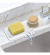 Silicone Sponge Holder for Kitchen Sink With Drain Spout, Self Draining, Kitchen Soap Tray, Bathr...