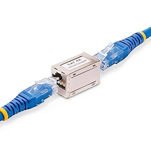 hielded RJ45 Coupler, Inline Cat6a Coupler, Female to Female (F/F) T568B Pinout