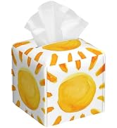 Watercolor Sun Tissue Box Cover Square,Sunlights Leather Tissue Holder,Waterproof Leather Facial ...