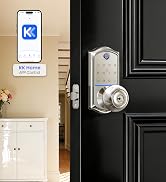 Veise VE018 Smart Knob Handle Lock - Fingerprint, App Control, Keyless Entry for Front Door and B...