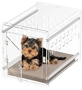 Sumerflos Clear Acrylic Dog Crate - Modern Dog Kennel Furniture, Indoor End Table Dog Crate Locka...