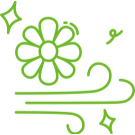 Natural fragrance wisps and a flower graphic