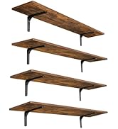 DINZI LVJ Long Wall Shelves, 47.3Inch Wall Mounted Shelves Set of 4, Extra Large Wall Storage Led...