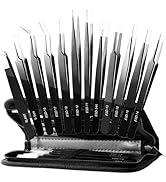 Antonki 12 Pack Precision Tweezers Set for Craft, Soldering, Jewelry, Facial Hair, Eyebrow, Ingro...