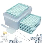 FOSOE 4 Pack Ice Cube Trays with Bin & Scoop, Small Round Ice Cube Trays Easy Release, 132 PCS Ti...