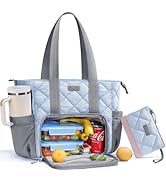 Puffer Lunch Tote Bag for Women, 15.6 Inch Laptop Work Bag with Insulated Lunch Compartment & Lar...