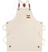 Cardkiss Chef Aprons for Men Women with Large Pockets, Cotton Canvas Water Repellent Kitchen Apro...