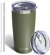 UIRZOTN Travel Coffee Tumbler 20oz, Leakproof Travel Coffee Mug with Dual Lids and Straw, Stainle...