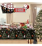 6 Pack Christmas Tablecloths,Disposable Plastic TableCloths for Christmas Holiday Party Decoratio...