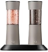 Electric Salt and Pepper Grinder Set with USB-C Charging Base,Rechargeable Automatic Stainless St...