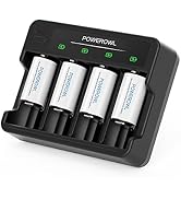 POWEROWL Rechargeable C Batteries with 4 Bay Battery Charger, USB Quick Charging, for AA AAA C D ...