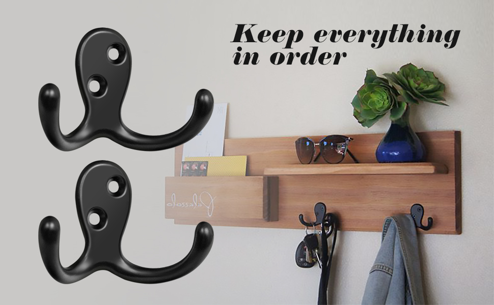 Homanu Heavy Duty Double Prong Coat Hooks Wall Mounted