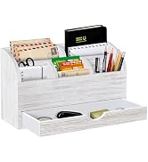 SeekElegant Mail Organizer Countertop with Drawer, Mail Holder for Desk with 5 Compartments, Desk...
