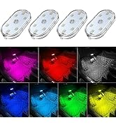 4 PCS Car Led Lights Interior,7 Colors Ambient Lighting Car Interior,USB Rechargeable Car Interio...