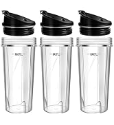 Blender 16oz Cups Replacement for Ninja - 3 Pack Ninja Blender Cups with Lids, Compatible with Ni...