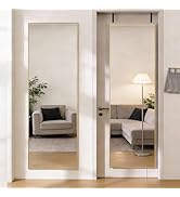 DUMOS 47x14 Full Length Mirror Over The Door, Wall Mounted Full Body Mirror, Door Hanging Metal A...