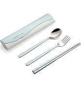 DEVICO Portable Travel Utensils with Case, Reusable Camping Silverware for Lunch, 18/8 Stainless ...