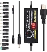 3~24V 6A Adjustable Power Supply 144W Universal Power Adapter with 5.5 x 2.1mm Tip, 3V 5V 6V 9V 1...
