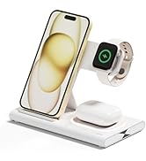 mooas 3 in 1 Wireless Charging Station, 15W Fast Wireless Charger Nightlight, Multiple Wireless C...