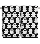 Artoid Mode 2 Pcs Black Ghost Halloween Hand Towels for Bathroom | 13.7 x 29.5 Inch,100% Cotton,R...