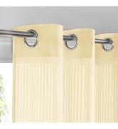 Sovtfides Beige Sheer Curtains & Drapes 96 inches Long for Living Room - Grommet Top Solid Lightw...