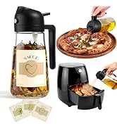 Airpify Olive Oil Sprayer for Cooking 16oz/470ml – Transparent 2-in-1 Glass Oil Sprayer & Dispens...