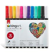 KINGART 454-12 PRO 12 Ct. Extra Fine Paint Pens, 0.7mm Tip, 12 Acrylic Paint Colors, Low-Odor Wat...