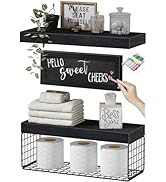QEEIG Bathroom Decor Shelves Over Toilet - Farmhouse Decorations Chalkboard Small Floating Wall S...
