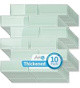 Art3d Seaglass Subway Design Peel and Stick Backsplash, 10-Pack, Aqua Green | 12 x 12 Inch, Water...