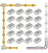 RGBZONE 20PCS 8-in-1 2 Pin 10mm LED Strip Connectors Gapless Solderless Connection for 5V/12V/24V...